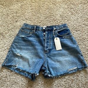 High rise denim shorts